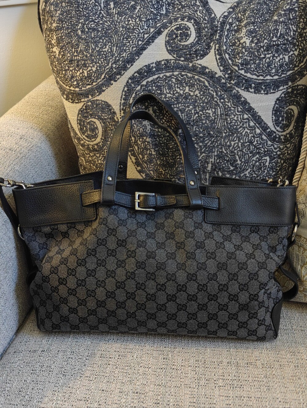 Gucci Black Monogram Tote